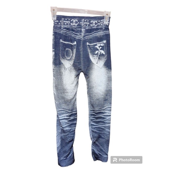 Women's Chuns Plamtree Blue Stretch Leggings Jeggings Soft Lightweight One Size - Picture 2 of 8